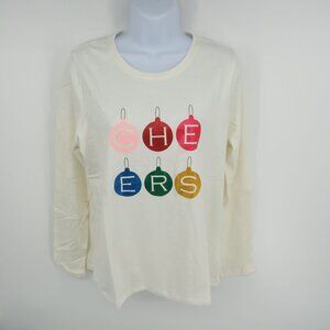 Kim Rogers PM Cheers Ornament Long Sleeve Womens Shirt NWT $28